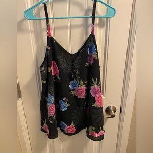 NWT Torrid 1X Top Tank Style Blouse Black Floral Lined Shirt 1 Pretty